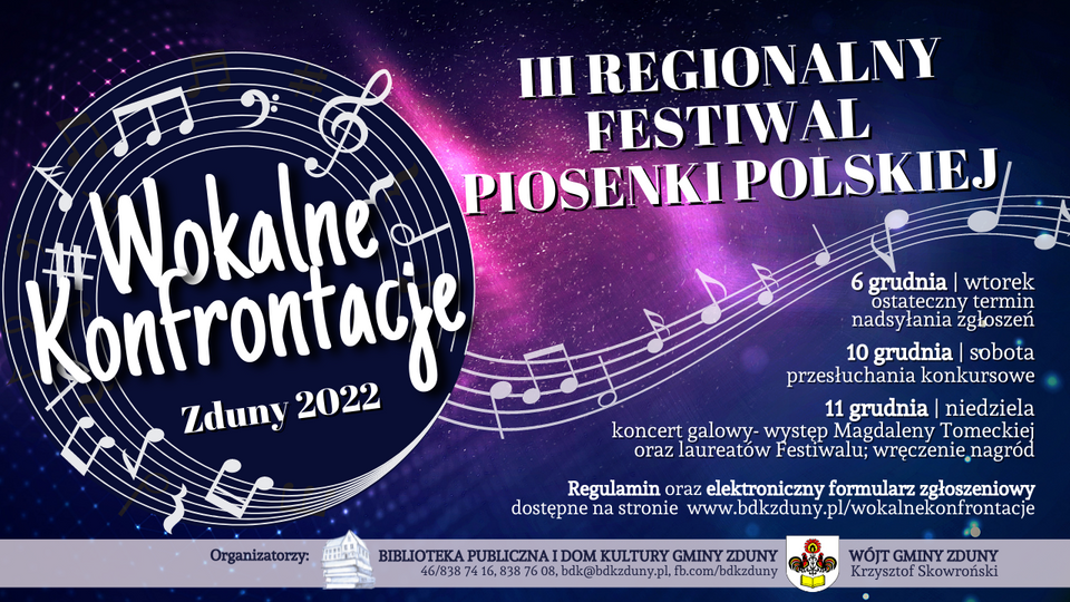III Regionalny Festiwal Piosenki Polskiej „Wokalne Konfrontacje” – plan przesłuchań konkursowych