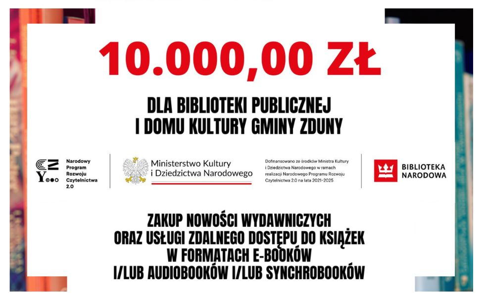 Dofinansowania dla bibliotek publicznych na zakup nowości wydawniczych