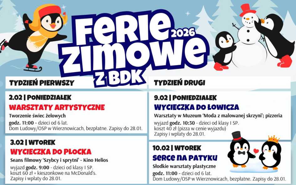 Ferie zimowe z BDK – zapisz się na zajęcia